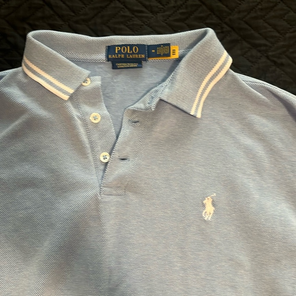Long sleeve polo baby blue